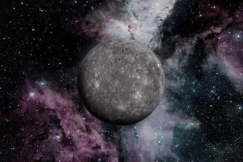 Planet Mercury. Outer space background. Stock Photos