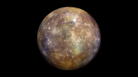 The Planet Mercury Rotating Isolated Over Black - 3D Animation Stock Footage 101314127