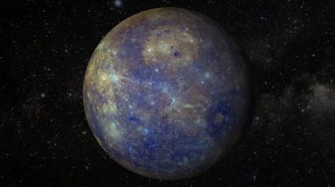 Planet Mercury rotating in space Stock Footage 32872760
