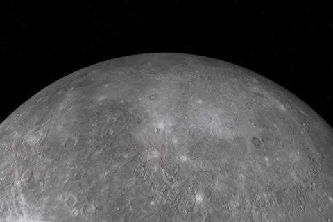 Planet Mercury On Space Close View - 3D Render Illustration Stock Illustration