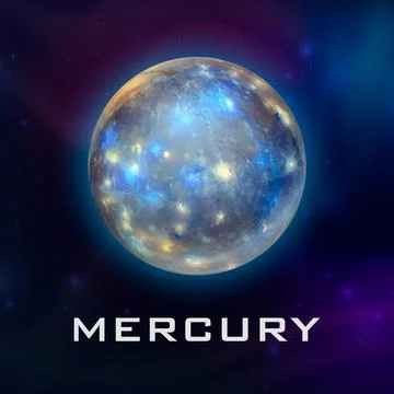 Planet Mercury. Vector 3d Realistic Space Planet in Space Starry Sky. Galaxy Illustrazione stock