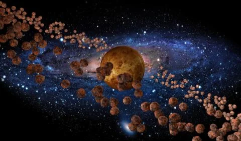Planet with meteorites Stock Illustration