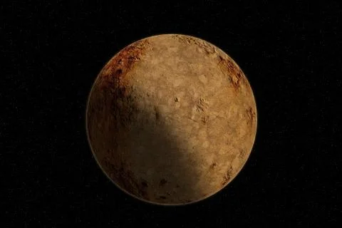 Planet moon sphere with shadow isolated on a celestial star background 库存照片