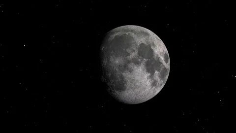 Planet Moon Surface in dark Night Moving in Space Universe  Stock Footage 111822092