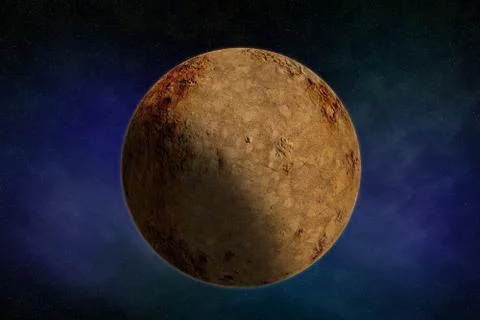 Planet moon texture sphere isolated on a celestial star background Fotos Stock