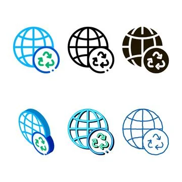 Planet multistyle earth ecology icon vector outline Ilustración de archivo