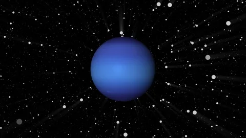 Planet Neptune glows in starry space with light rays. Neptune represents co.. Stock Footage 337368722