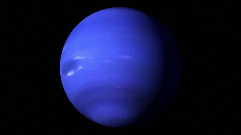 Planet Neptune large slowly rotating in space amon the stars Stock Footage 71982090