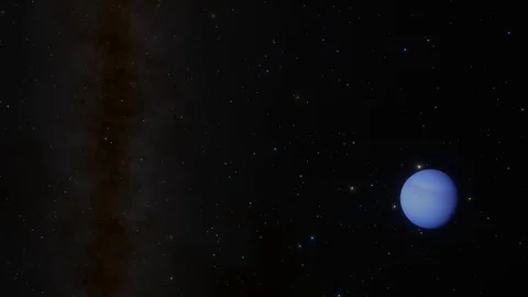 Planet Neptune with Moons Orbiting Stock-Footage 84958507