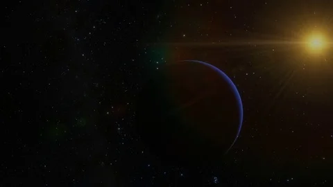 Planet Neptune Sliver from Behind Stock Footage 84958466