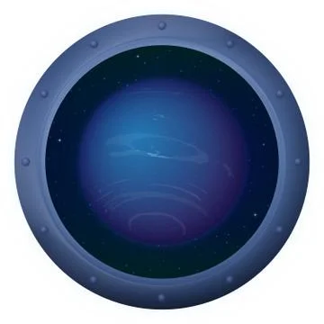 Planet Neptune in space window Stock Illustration