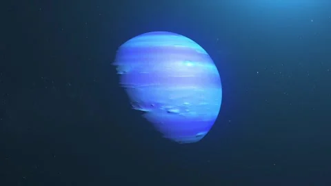 Planet Neptune Spinning in Deep Space - Cinematic Blue Flare Ice Giant Video 動画素材 338197181