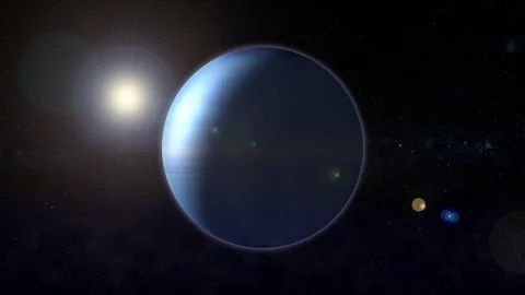 The planet nepturus rotates in space Stock Footage 94099797