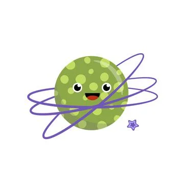 Planet with orbit. Cartoon. Flat, cartoon, vector Illustrazione stock