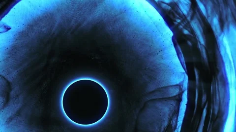 Planet Orbit Eclipse Concept - Black Ink Spreads On Blue Surface. - Stock Footage 249715445