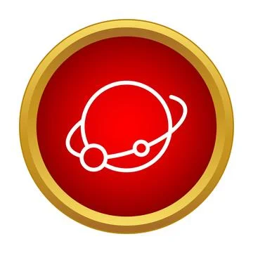Planet orbital system network red round icon Stock Illustration