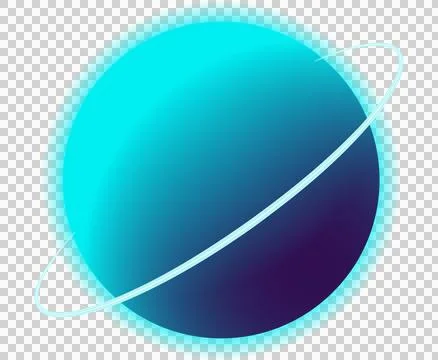 Planet is orbiting in flat design with turquoise ring and purple gradient on Illustrazione stock