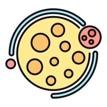 Planet orbiting moon in space cosmology icon Stock Illustration