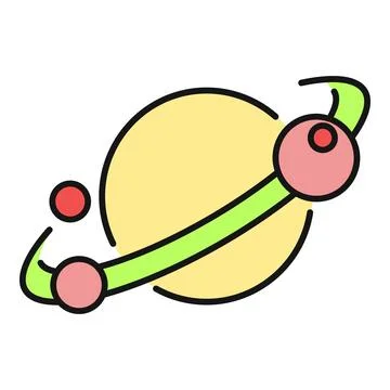 Planet orbiting an object in space illustration Stock Illustration