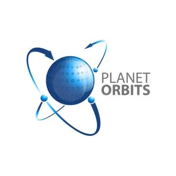 Planet orbits arrow logo concept design. Symbol graphic template element Stock Illustration