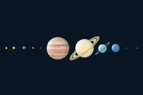 Planet in our galaxy with black background and real size Stock Illustration