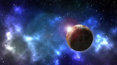 Planet in outer space background with nebula 스톡 사진