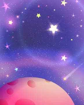 Planet in Outer Space Futuristic Cosmic Cartoon Stock Illustration