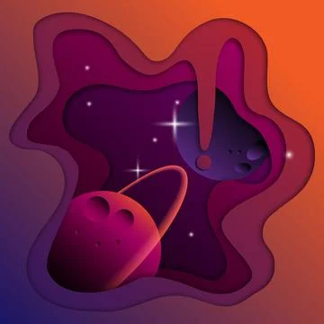Planet papercut background. Vector illustrator イラスト素材