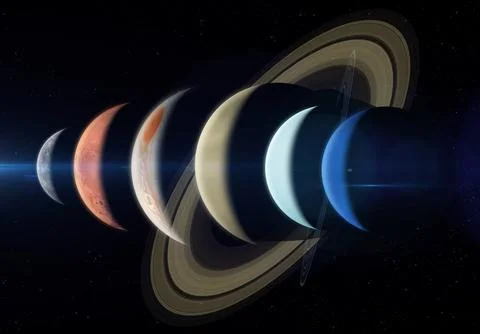 Planet parade. Planets set to align. Stock Photos