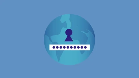 Planet With Password Cyber Security Technology 2d Animation with Alpha Matte Stock-Footage 336293549