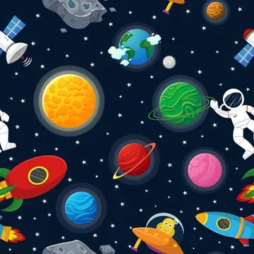 Planet pattern with constellations and stars. 스톡 일러스트