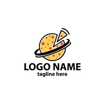 Planet pizza logo design vector Illustrazione stock