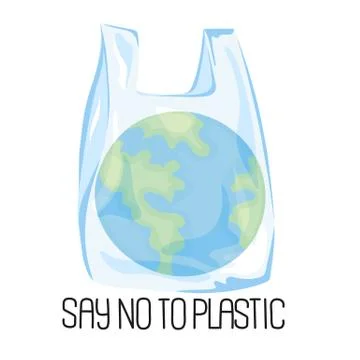 PLANET PLASTIC Ecological Problem Vector Illustration Set Stock Illustration