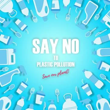 Planet plastic pollution problem concept. A pile of disposable plastic waste. Stock Illustration