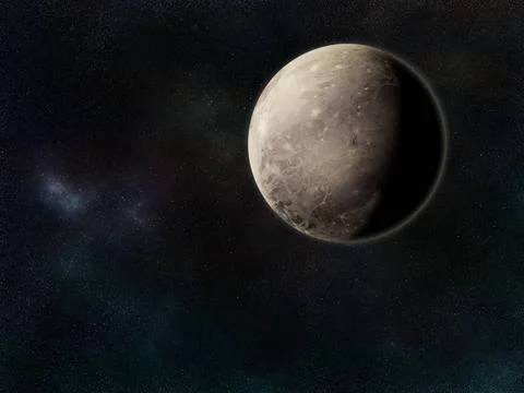 Planet Pluto against galactic sky 3D render of Planet Pluto against galact... Foto stock