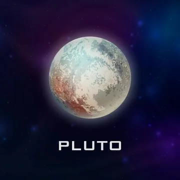 Planet Pluto. Vector 3d Realistic Space Planet in Space Starry Sky. Galaxy Illustrazione stock