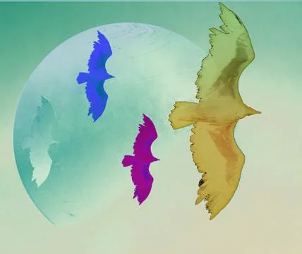 Planet of proud eagles Stock Illustration