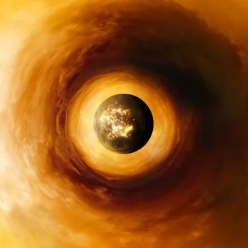 Planet in red sky Stock Illustration