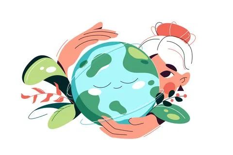 A planet resting in human hand. Save the planet Illustrazione stock