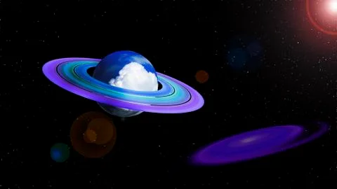 Planet with  ring and air space. Stock Illustration