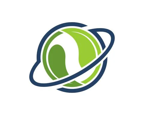 Planet ring with nature leaf inside Stock Illustration