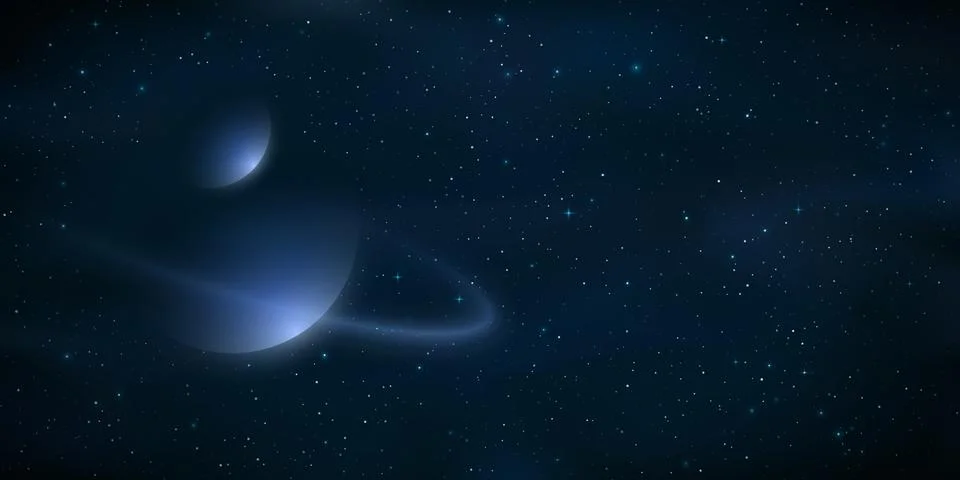 Planet with a ring on a realistic galaxy background. Space concept. Sparkling Иллюстрация