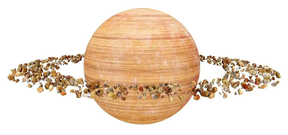 Planet with a ring system in a distant world isolated on white background Stock Illustration