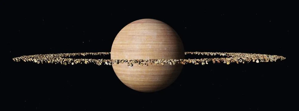 Planet with a ring system in a distant world Stock Illustration