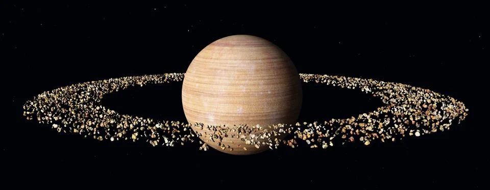 Planet with a ring system in a distant world Stock Illustration