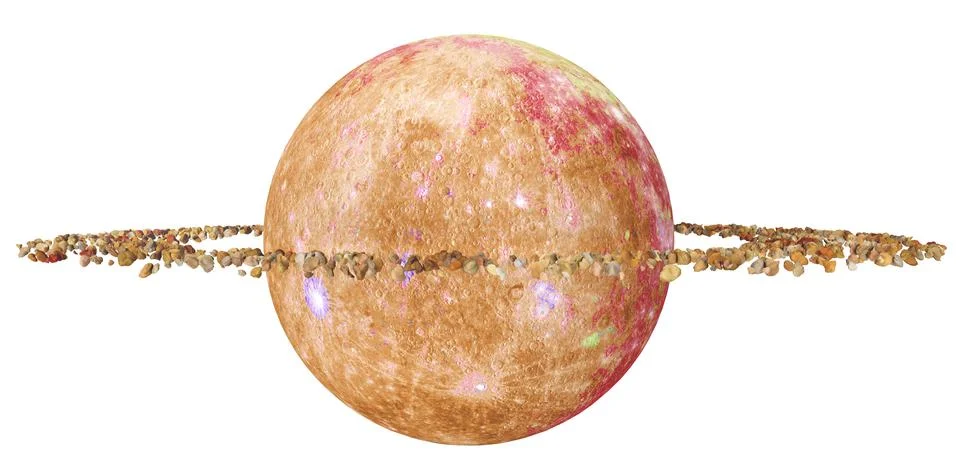 Planet with a ring system in a distant world isolated on white background Stock Illustration