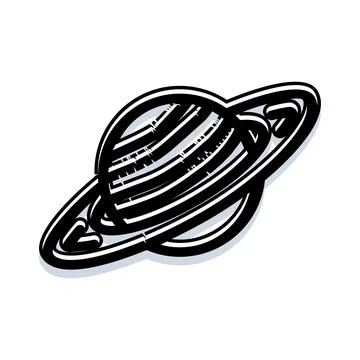 Planet with rings icon representing space exploration Stock Illustration