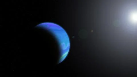 Planet with Rising Sun Stock Illustration