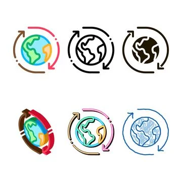 Planet rotation icon vector series outline Stock Illustration