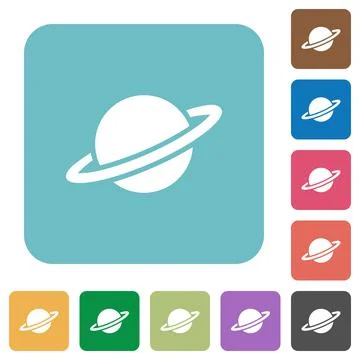 Planet rounded square flat icons Stock Illustration
